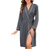 Sopesil Accappatoio Donna Vestaglia Kimono Leggera S-XXL | Maniche 3/4 con Tasche e Bordi a Contrasto e Cintura Sottile Traspirante e Morbido per Casa SPA e Dopo Doccia S-XXL