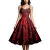 Sobzia Costume Halloween Donna, Elegante Lungo Vintage Vestito Costumi da Brivido per Adulti,Costume da Vampiro Horror,Vestiti Gotico Sexy con Stampa Sanguinolenta Costumi per Halloween e Carnevale XS-XXL
