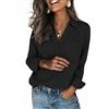 Zeagoo Camicia Donna Elegante Manica Lunga Blusa Scollo a V Floreale Shirts | Tunica Basic Camicetta Casual Classica Camicie con Bottoni S-XXL