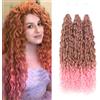 WoWCFyyds Extension Per Capelli Ricci All'Uncinetto Deep Wave Twist 61cm Confezione Da 3 Extension Per Capelli Ondulati Profondi Air Curl Bulk Sintetici Trecce Boho Water Wave