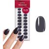 DOONAILS® Set di 30 unghie finte a pressione in gel morbido, colore grigio stormy grey - Short Round Deep Grey/Blue - unghie finte a copertura completa, 15 misure, 7-14 mm, lunghezza 14 mm