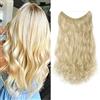 Silk-co 60cm Extension con Filo Trasparente Fascia Unica Extension per Capelli Mossi One piece Wire in Hair Extension Filo Invisibile-Biondo Chiarissimo
