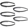 RoxNvm Cerchietto Uomo, 5 Pezzi Cerchietti per Capelli Uomo Donna Unisex | Nero Plastica Luce Brillante Antiscivolo per Cerchietto Zig Zag, Accessori per Cerchietti Alla Moda Sportiva per Yoga Sport