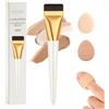 docolor Pennello Piatto per Fondotinta,Pennello Fondotinta Ultra Sottile con 2 pennelli a spugna Pennelli per Contorno Viso Pennello per Maschere per il viso, BB Crema e Crema Solare