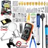 QUOTRE Kit saldatore 60 in 1, kit per bruciare il legno con 30 punte, LCD da 90 W, temperatura regolabile 180-480 °C, strumento di saldatura elettrico con 5 punte di saldatura, 8 stencil, pompa dissaldante