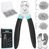 SHALL Kit di pinze per anelli di maiale con 600 anelli zincati (1,9 cm, 1,2 cm, 1,9 cm) per tappezzeria, recinzione, gabbie per animali domestici, tenditori, borse, guanti di protezione,