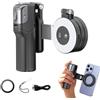 Generic Treppiede magnetico per selfie stick con supporto estensibile con luce LED | Impugnatura girevole a 180 gradi per selfie, viaggi, vlogging e riprese a mani libere, compatibile con telefoni iOS e Android