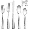 Hudson Essentials Set di posate da 68 pezzi in acciaio inox 18/10 martellato, con servizio da portata, servizio di posate, per 12 persone (set da 68 pezzi)