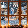 Kangtaixin Adesivi per Finestre Natalizi Brillanti - 174 Pezzi con Fiocchi Blu, Babbo Natale, Pupazzo di Neve, Alberi, Riutilizzabili per Camerette e Decorazioni Natalizie