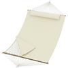 Garvee Amaca da Giardino Matrimoniale - 350cm Amaca Doppia Imbottita per 2 Persone, Portata 204kg, con Bastone in Legno e Cuscino Rimovibile, Tasche Laterali per Relax in Cortile e Terrazzo, Bianco Sporco