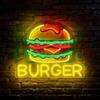 welinly Cartello al neon Burger, Cartello LED Hamburger luminoso, decorazione parete per ristorante, snack bar, negozio fast food, camion di cibo, cucina, grotta dell'uomo, camera da letto, festa