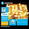 Aigostar Glowster - Ghirlanda di luci a LED in filo di rame, batteria 3AA, 15 m, colore bianco caldo, ideale per decorazione e ambiente interno ed esterno.