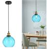 HJXDtech Vintage Industriale Lampada a Sospensione con 20cm Sfera in Vetro, Lampadario Sospeso a Soffitto E27 in Bronzo Antico per Comodino, Cucina,Sala da pranzo e Soggiorno (Blu)