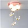 HSLJ1 Lampadario a sospensione a LED da soffitto per cameretta dei bambini, moderno, da 45 cm, con luce calda e fredda, per ragazzi e ragazze, a forma di farfalla, altezza regolabile.