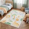 TAPISO Kids Tappeto per Bambini Stampato Colorato Animali Safari Cameretta Facile da Pulire Antiscivolo Lavabile a 30 Gradi Resistente Oeko-Tex 80 x 150 cm