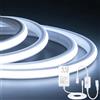 iNextStation Striscia LED COB 10m, dimmerabile, 6500K bianco freddo | Striscia LED COB DC 24V con alimentatore UE, CRI 93+, IP67, striscia autoadesiva, larga 10 mm, per camera da letto e cucina