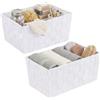 Generico OCEANO Set 2 Cestini Portaoggetti Intrecciati 30x20x14 cm Scatole Organizer Rettangolari per Bagno Trucchi Scrivania Armadio Ceste Salvaspazio in Tessuto (Bianco)