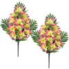 Oairse 2 fiori artificiali per tombe gialli rosa artificiali bouquet di fiori di giglio finti fiori commemorativi per flora cimitero composizione tomba decorazione