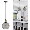 HJXDtech Vintage Industriale Lampada a Sospensione con 20cm Sfera in Vetro, Lampadario Sospeso a Soffitto E27 in Bronzo Antico per Comodino, Cucina,Sala da pranzo e Soggiorno (Grigio)