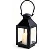 VETOLAKA Lanterna nera in metallo XS, lanterna per cimitero, resistente alle intemperie, lanterna da giardino con fondo in vetro, portacandela retrò per esterni e interni, per candele, decorazione di Halloween