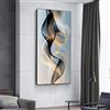 UUDEZO Quadro moderno astratto con cornice, linee ondulate orizzontali, decorazione da parete dorata, adatto per soggiorno (70x140 cm, cornice nera)