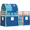 vidaXL Letto a Castello Senza Materasso Blu 90x200cm Massello Pino