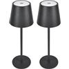 greenandco 2x Lampada da tavolo senza fili ricaricabile, dimmerabile, nero | Colore della luce variabile (3000-5000K), ottima resa cromatica (IRC 90+), batteria di grande capacità (3600 mAh)