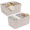 Generico OCEANO Set 2 Cestini Portaoggetti Intrecciati 30x20x14 cm Scatole Organizer Rettangolari per Bagno Trucchi Scrivania Armadio Ceste Salvaspazio in Tessuto