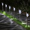 BAKAJI Set 10 Lampade da Giardino LED Ricarica Solare Impermeabili Altezza 30 cm Paletti in Acciaio Luci per Sentieri Segnapasso Illuminazione per esterno Crepuscolare (Luce Bianco Freddo)