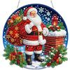 MEIYUDA 5D Diamond Painting Pendente Kit Completo, Babbo Natale Paesaggio innevato Pittura Diamante per Bambini Acchiappaluce, Fai-da-te Diamond Painting DIY Strass Decorazione per Casa