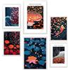 Nacnic Set da 6Yayoi Kusama onda di funghi colori scuri giapponese Poster con cornice con illustrazioni di design per decorare le pareti di casa Stanza, ufficio A3 e A4 Cornice bianca