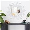 HLFMVWE Sunburst - Specchio da parete decorativo, stile bohémien, moderno, in metallo, per camera da letto, soggiorno, corridoio, bagno, fattoria, ingresso, 60 x 60 cm