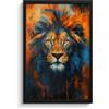 MuchoWow© Quadri Con Cornice Decorativi Murale Aesthetic Incorniciato | 40x60 cm - Trittico Muro Verticali Decorazione Murali Grandi Pittura - Testa di leone - Arancione