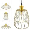 Chao Zan E27 Plafoniera Lampadario Vintage, Industriale Lampada a Soffitto, Gabbia Lampada a Sospensione in metallo ferro Geometrico per corridoio cucina camera da letto caffè ristorante Deformabile (oro)