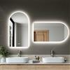 SIRHONA Specchio da bagno ad arco 80 x 40 cm, dimmerabile, 3 colori leggeri, anti-appannamento, memoria, IP44, presa, specchio luminoso bagno, orizzontale/verticale