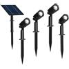 Planetitaly KIT 4 faretti LED pannello solare picchetto IP65 batteria ricaricabile sensore crepuscolare luce dimmerabile giardino (6000K)