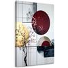 Feeby Stampa su Tela - Quadri Moderni Soggiorno - Quadro Camera Da Letto - Astratto in cerchi bordeaux e foglie - 40x60 cm - Decorazioni Parete