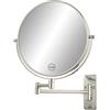 FFowcye Specchio ingranditore da bagno da 20,3 cm, montaggio a parete, 1X/10X, doppio specchio da barba con rotazione a 360°, braccio telescopico pieghevole allungabile da 30,5 cm, in nichel