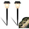 CREATESTAR Luci Solari da Giardino, 2 Pezzi Luci Solari Esterno Bianca Calda e RGB IP55 Impermeabile Lampade per Cortile Marciapiede Patio Prato Paesaggio Vialetto