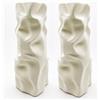 Nex-Home NEXHOME Vaso Decorativo Moderno Made in Italy Vaso di Design Artistico Ultra Resistente Antirottura, Scultura Contemporaneo per Arredo Casa, da Interno per Tavolo Mensola e Soggiorno (2X Bianco)