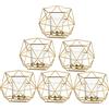 Romadedi Porta Candele Portacandele Oro - Portacandela Geometrico Metallo per Candele Colonna Lumini, Centrotavola Decorazioni per Tavolo Matrimonio Casa Natale Regalo, Set di 6