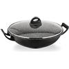 Barazzoni Le Cotture Speciali Wok con Coperchio, Diametro 32 cm | Vetro Temperato, Alluminio Pressofuso, Rivestimento Marmotech a 5 Strati, Made in Italy