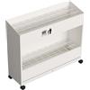 SEIFE Portaombrelli a rotelle per ingressi commerciali con vassoio raccogligocce rimovibile, portaombrelli in metallo a doppio ripiano con 15/24/33 scomparti, ideale per uffici(White,Large)