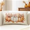 Artscope 1 Pezzi Federe Cuscini di Autunno Cuscino Decorativo in Lino Thanksgiving per Decorazione Domestica Soggiorno Camera da Letto Divano 40x60cm (Arancione Bianco Zucca - Strisce Verticali)