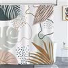 Bonhause Tenda Doccia Foglia Boho Astratta Moderna Beige Verde 180 x 180 cm Tende per Doccia in Poliestere Impermeabile Antimuffa Lavabile Tende Bagno con 12 Ganci
