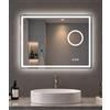 STARLEAD 60x80cm Specchio Bagno con Luce e Lente d'ingrandimento 5x | Antiappannamento, Dimmerazione, 3 Colori di Luce, Vetro Temperato, Illuminazione Frontale e Retroilluminazione, IP44, CRI>90