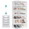 SONGMICS Scatole per Scarpe Impilabili, Set di 12, per Fino alla Taglia 46 | 2 Scarpiere Pieghevoli e Componibili, Assemblaggio 60s, Trasparente e Bianco Nuvola, Collezione DENNYS LSP206W01