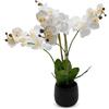 Spetebo Orchidea artificiale Real Touch in vaso di fiori nero, 67 cm, orchidea di seta decorativa con vaso in ceramica, decorazione da tavolo, pianta artificiale da interni, pianta in vaso