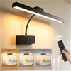 AMFUN Lampada da Parete Ricaricabile Senza Fili per Quadri, Luci LED Applique con 3 Temperature di Colore, con Telecomando, per Quadri, Freccette, Gallerie d'arte - Nero