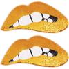Tiardey 2 Pezzi Toppe Grandi per Bocca termoadesive o Cucite Toppe con Paillettes per Labbra Toppe Ricamate con Paillettes Labbra Toppe Punk per Abbigliamento Jeans t-Shirt Applique Motivo Fai - Oro